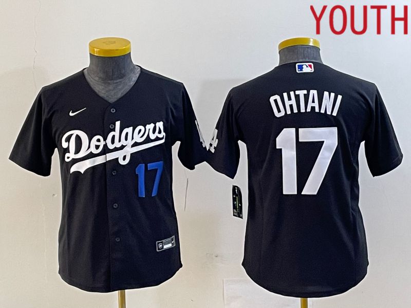 Youth Los Angeles Dodgers #17 Ohtani Black Nike Game MLB Jersey style 2->youth mlb jersey->Youth Jersey